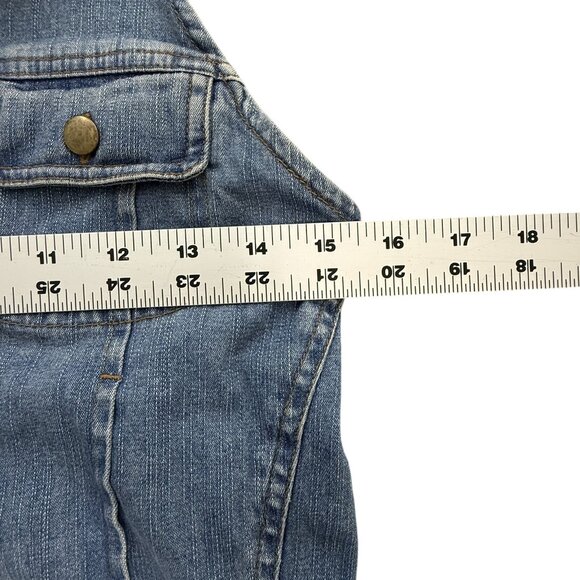 Forenza Dress Y2K Womens 12 Denim Halter Button Front Blue Jean Pockets VTG 90s - Picture 5 of 7